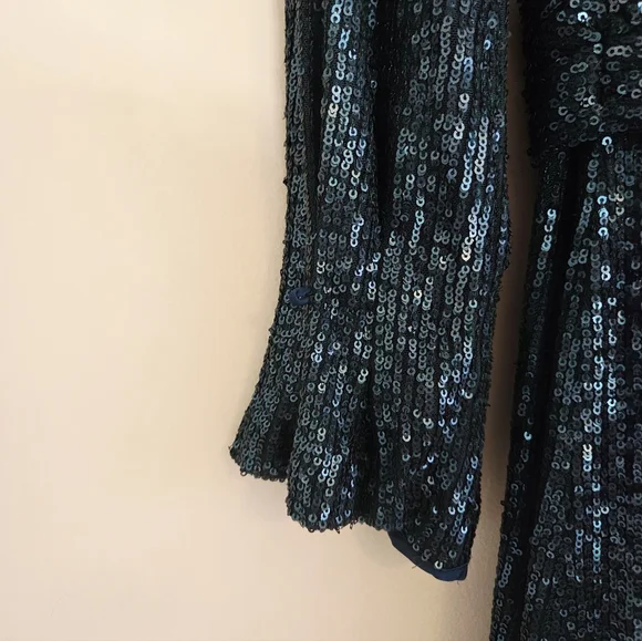 Jonathan Simkhai Sequin Drape Front Gown Emerald Green Teal Size 4 - Picture 7 of 8